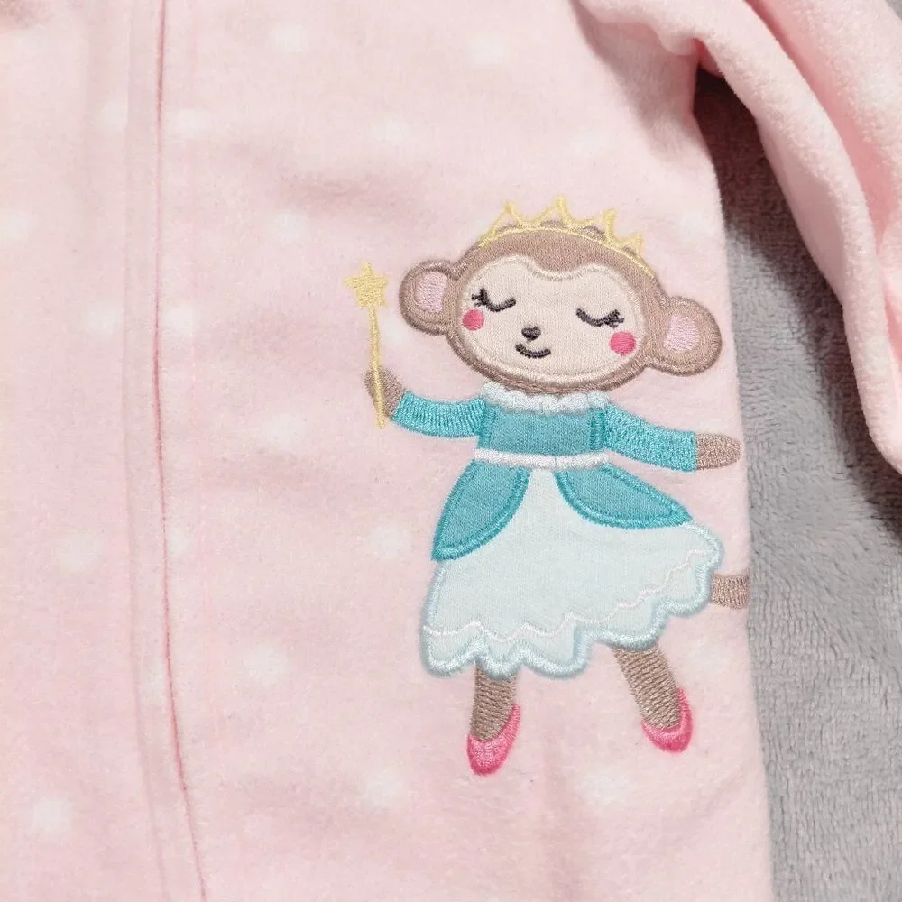 Carter's NB Fleece Footie All-Over Polka Dot Princess Fairy Monkey Full Zip